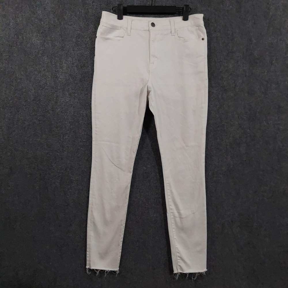 FRAME Pants Womens 31 White Le High Skinny Raw Hem Ankle Denim Stretch Jeans